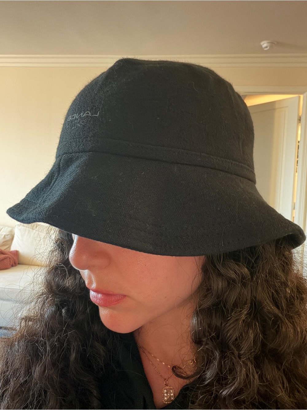 Black Bucket Hat - Women’s Casual Wool Blend - Medium - Vintage Lancel Paris